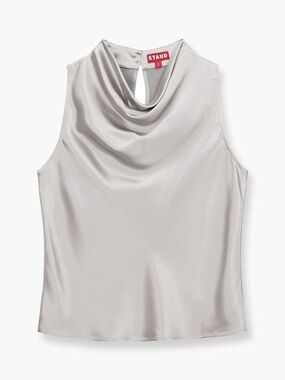 STAUD Satin Silver Top